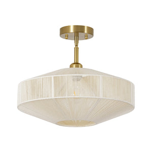 LightFixturesUSA-Bohemian Brown Woven Hemp Rope Cage Ceiling Light-Ceiling Light-Beige Thread-