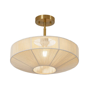 LightFixturesUSA-Bohemian Brown Woven Hemp Rope Cage Ceiling Light-Ceiling Light-Beige Thread-