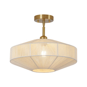 LightFixturesUSA-Bohemian Brown Woven Hemp Rope Cage Ceiling Light-Ceiling Light-Beige Thread-
