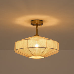 LightFixturesUSA-Bohemian Brown Woven Hemp Rope Cage Ceiling Light-Ceiling Light-Beige Thread-