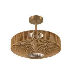 LightFixturesUSA - Bohemian Brown Woven Hemp Rope Cage Ceiling Light - Ceiling Light - Brown Rope - 