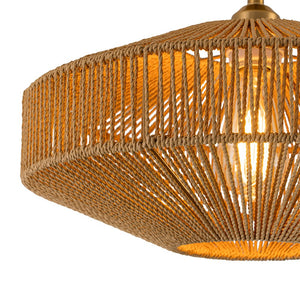 LightFixturesUSA - Bohemian Brown Woven Hemp Rope Cage Ceiling Light - Ceiling Light - Brown Rope - 