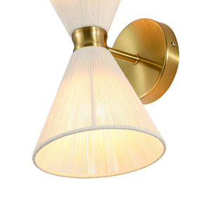 LightFixturesUSA-Boho 2-Light Beige Woven Thread Hourglass Vanity Wall Sconce-Wall Sconce-2 Packs-