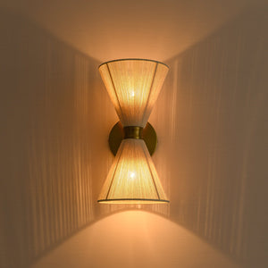 LightFixturesUSA-Boho 2-Light Beige Woven Thread Hourglass Vanity Wall Sconce-Wall Sconce-2 Packs-