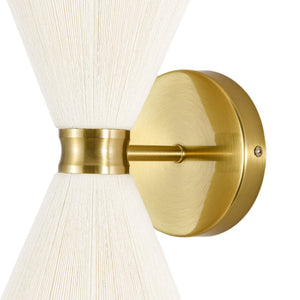 LightFixturesUSA-Boho 2-Light Beige Woven Thread Hourglass Vanity Wall Sconce-Wall Sconce-2 Packs-