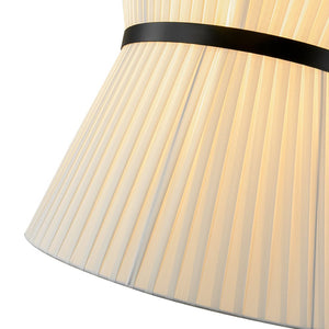 LightFixturesUSA - Boho 2 - Tier White Fabric Tapered Drum Pendant Light - Chandelier - Black Finish + White Shade - 