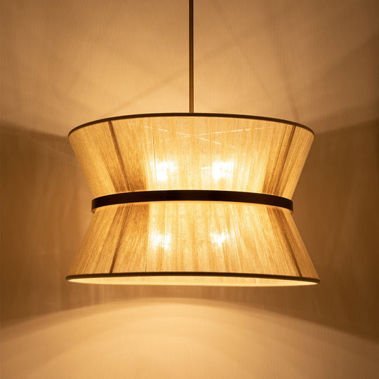 Boho 2-Tier Woven Thread Tapered Drum Pendant Light | LightFixturesUSA