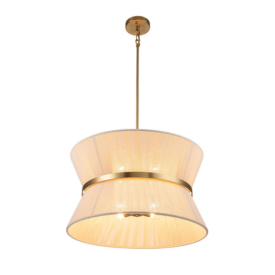 Thread Chandlier Boho 2-Tier Woven Thread Tapered Drum Pendant Light | LightFixturesUSA