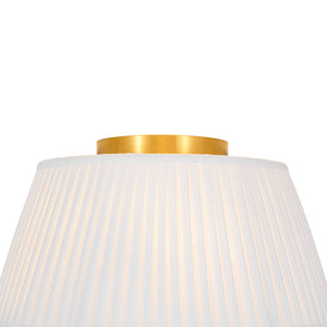 LightFixturesUSA-Boho 3-Light Round Pleated Fabric Drum Cage Flush Mount-Ceiling Light-15 in-