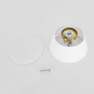 LightFixturesUSA-Boho 3-Light Round Pleated Fabric Drum Cage Flush Mount-Ceiling Light-15 in-