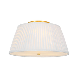 LightFixturesUSA-Boho 3-Light Round Pleated Fabric Drum Cage Flush Mount-Ceiling Light-15 in-
