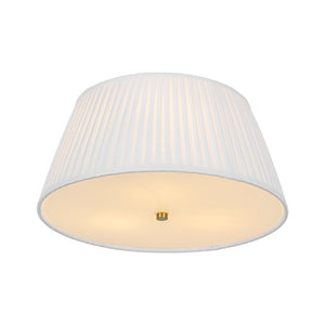 LightFixturesUSA-Boho 3-Light Round Pleated Fabric Drum Cage Flush Mount-Ceiling Light-15 in-