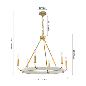 LightFixturesUSA - Boho 6 - Light Woven String Candle Wagon Wheel Chandelier - Chandelier - Black - 