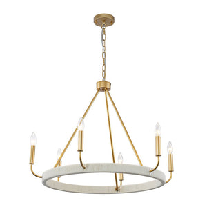 LightFixturesUSA - Boho 6 - Light Woven String Candle Wagon Wheel Chandelier - Chandelier - Black - 