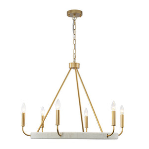 LightFixturesUSA - Boho 6 - Light Woven String Candle Wagon Wheel Chandelier - Chandelier - Black - 