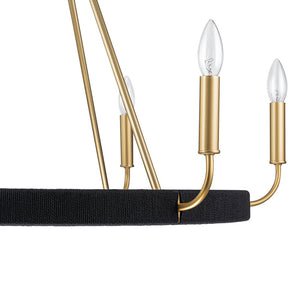 LightFixturesUSA - Boho 6 - Light Woven String Candle Wagon Wheel Chandelier - Chandelier - Black - 