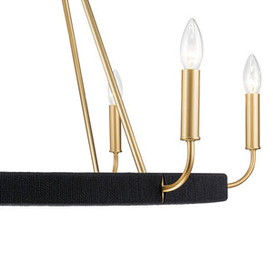 LightFixturesUSA - Boho 6 - Light Woven String Candle Wagon Wheel Chandelier - Chandelier - Black - 