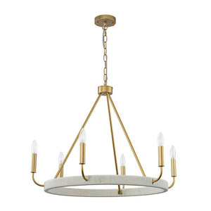 LightFixturesUSA - Boho 6 - Light Woven String Candle Wagon Wheel Chandelier - Chandelier - Black - 