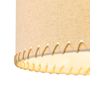 LightFixturesUSA-Boho Beige Linen Fabric Round Drum Cage Semi Flush Mount-Ceiling Light-13.8 in-