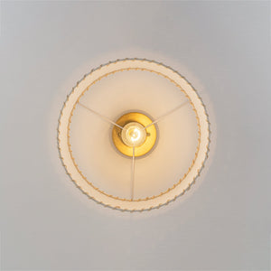 LightFixturesUSA-Boho Beige Linen Fabric Round Drum Cage Semi Flush Mount-Ceiling Light-13.8 in-