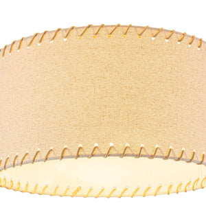 LightFixturesUSA-Boho Beige Linen Fabric Round Drum Cage Semi Flush Mount-Ceiling Light-13.8 in-