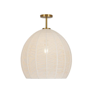 LightFixturesUSA - Boho Beige Woven Thread Dome Cage Semi Flush Mount - Chandelier - Beige - 