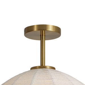LightFixturesUSA - Boho Beige Woven Thread Dome Cage Semi Flush Mount - Chandelier - Beige - 