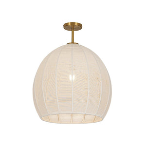 LightFixturesUSA - Boho Beige Woven Thread Dome Cage Semi Flush Mount - Chandelier - Beige - 