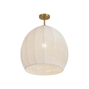 LightFixturesUSA - Boho Beige Woven Thread Dome Cage Semi Flush Mount - Chandelier - Beige - 