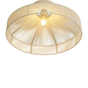 LightFixturesUSA-Boho Coastal Woven Beige Thread Conical Cage Chandelier-Chandelier-19.7 in-