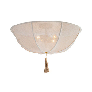 LightFixturesUSA - Boho Fabric Linen Round Scalloped Cage Semi Flush Mount - Ceiling Light - 24 in - 