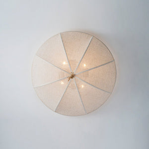 LightFixturesUSA - Boho Fabric Linen Round Scalloped Cage Semi Flush Mount - Ceiling Light - 24 in - 