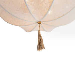 LightFixturesUSA - Boho Fabric Linen Round Scalloped Cage Semi Flush Mount - Ceiling Light - 24 in - 