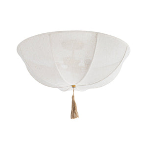 LightFixturesUSA - Boho Fabric Linen Round Scalloped Cage Semi Flush Mount - Ceiling Light - 24 in - 