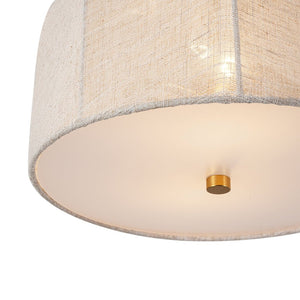 LightFixturesUSA - Boho Fabric Linen Round Scalloped Dome Cage Ceiling Light - Ceiling Light - 12 in - 