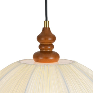 LightFixturesUSA-Boho Flower Scalloped Pleated Fabric Cage Pendant-Ceiling Light-17.7 in-