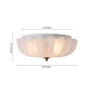 LightFixturesUSA - Boho Pleated Flower White Crackled Glass Semi Flush - Ceiling Light - 13.8 in - 