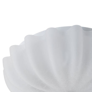 LightFixturesUSA - Boho Pleated Flower White Crackled Glass Semi Flush - Ceiling Light - 13.8 in - 