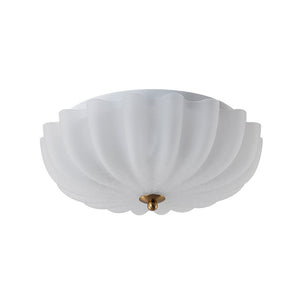 LightFixturesUSA - Boho Pleated Flower White Crackled Glass Semi Flush - Ceiling Light - 13.8 in - 