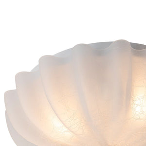 LightFixturesUSA - Boho Pleated Flower White Crackled Glass Semi Flush - Ceiling Light - 13.8 in - 