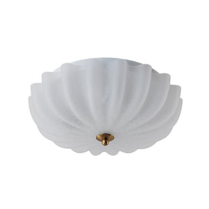 LightFixturesUSA - Boho Pleated Flower White Crackled Glass Semi Flush - Ceiling Light - 13.8 in - 