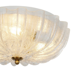 LightFixturesUSA - Boho Pleated Flower White Crackled Glass Semi Flush - Ceiling Light - Clear Crackled Glass - 