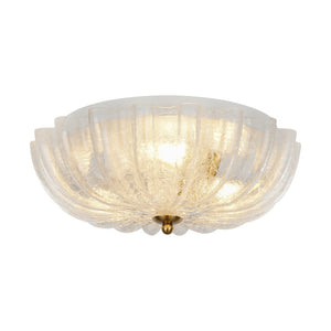 LightFixturesUSA - Boho Pleated Flower White Crackled Glass Semi Flush - Ceiling Light - Clear Crackled Glass - 