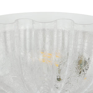 LightFixturesUSA - Boho Pleated Flower White Crackled Glass Semi Flush - Ceiling Light - Clear Crackled Glass - 