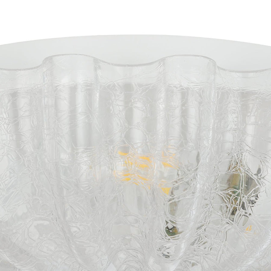 LightFixturesUSA - Boho Pleated Flower White Crackled Glass Semi Flush - Ceiling Light - Clear Crackled Glass - 