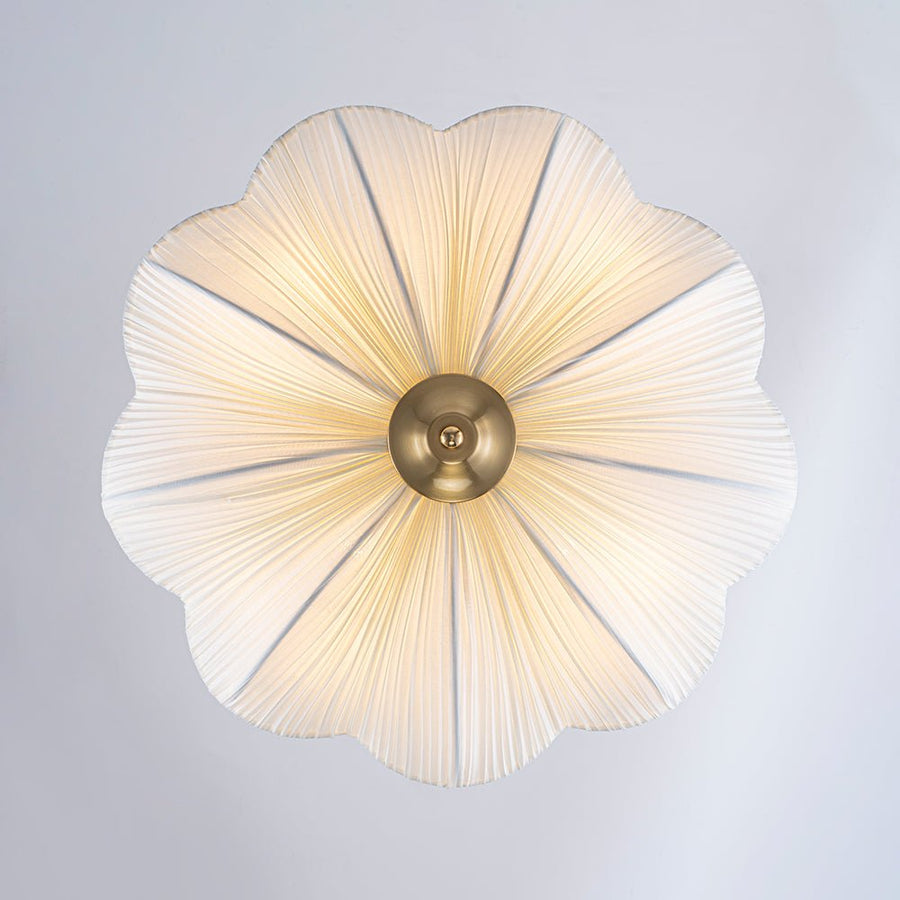 LightFixturesUSA - Boho Pleated Flower White Fabric Cage Pendant Light - Pendant Light - 19.3 in (Pre - Order) - 