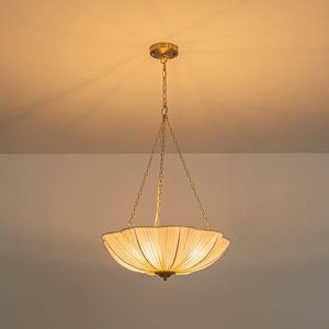 LightFixturesUSA - Boho Pleated Flower White Fabric Cage Pendant Light - Pendant Light - 19.3 in (Pre - Order) - 