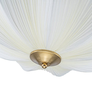 LightFixturesUSA - Boho Pleated Flower White Fabric Cage Pendant Light - Pendant Light - 19.3 in (Pre - Order) - 