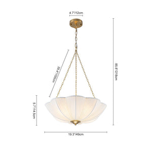 LightFixturesUSA - Boho Pleated Flower White Fabric Cage Pendant Light - Pendant Light - 19.3 in (Pre - Order) - 