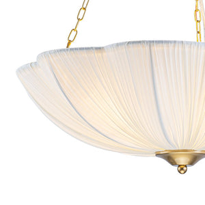 LightFixturesUSA - Boho Pleated Flower White Fabric Cage Pendant Light - Pendant Light - 19.3 in (Pre - Order) - 
